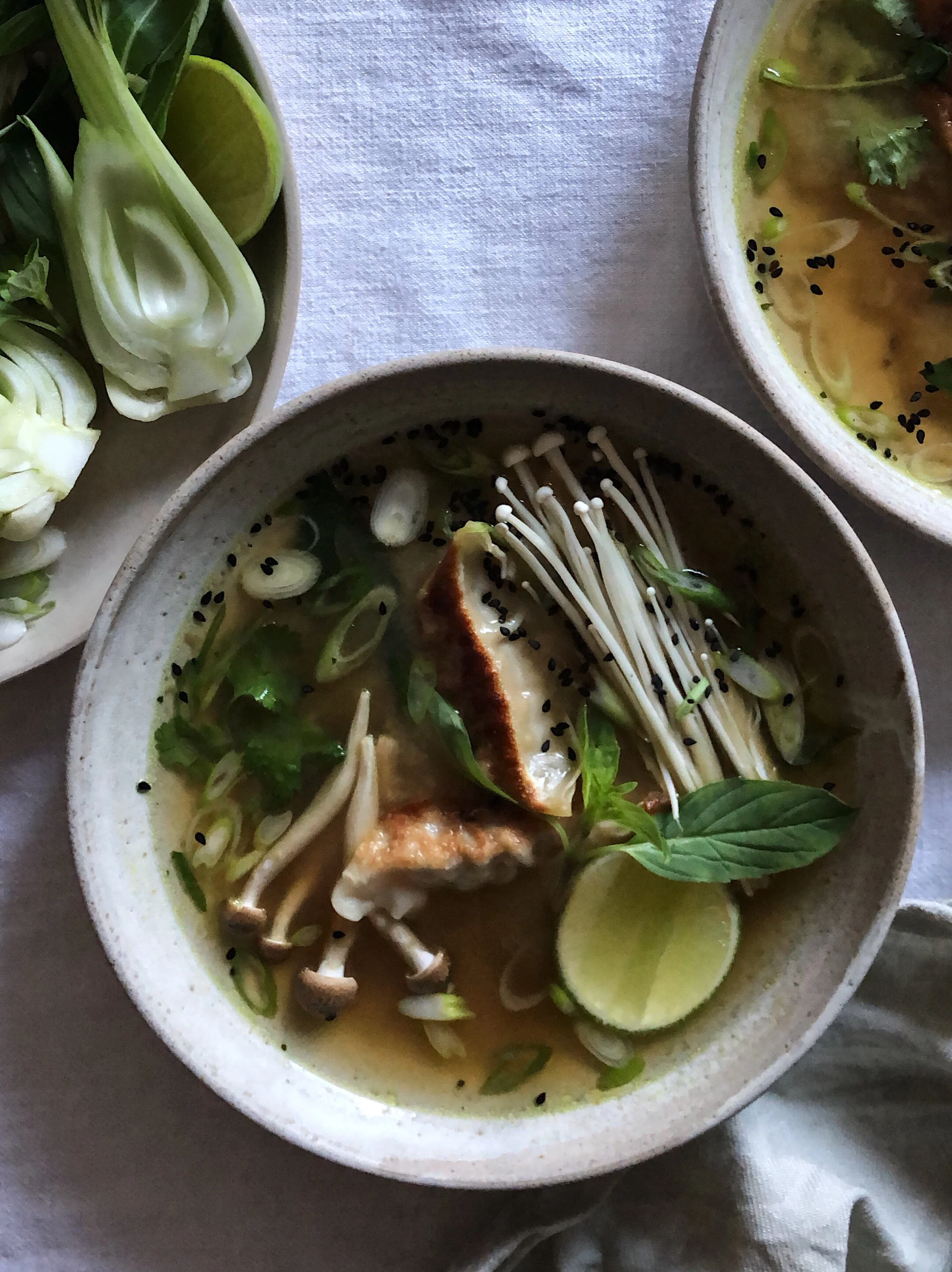 MISO GINGER AND CHICKEN BROTH WITH ITSU GYOZA — ANNA