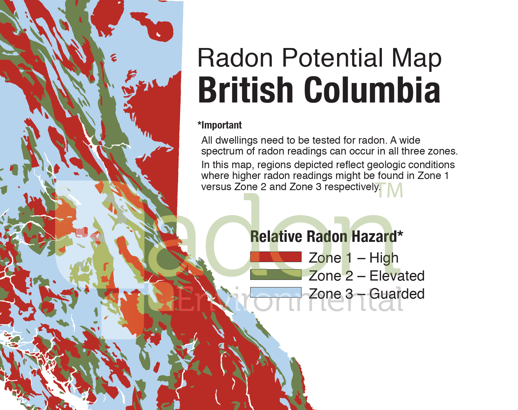 Radon Potential Map of BC.