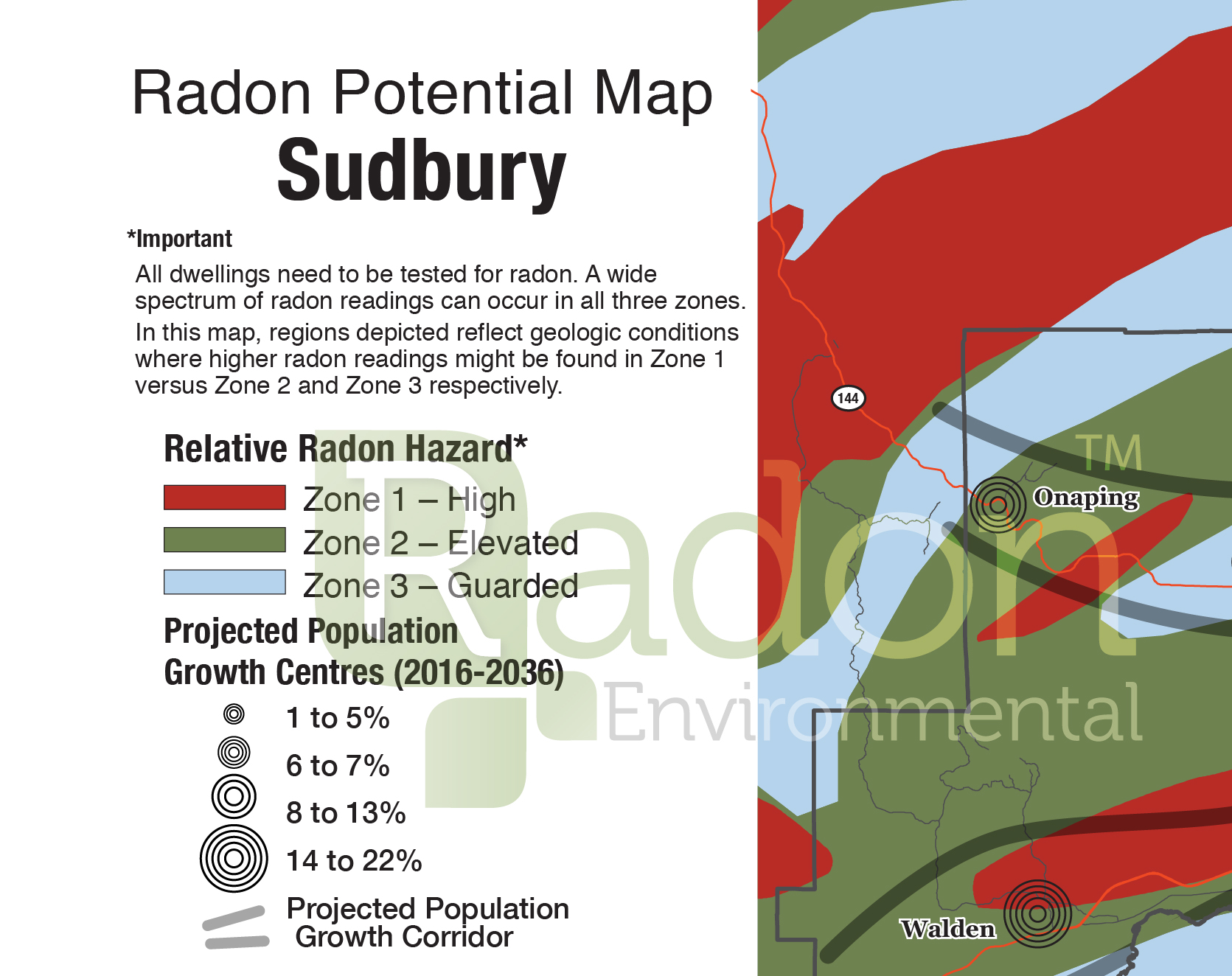 Radon Potential Map of Sudbury.