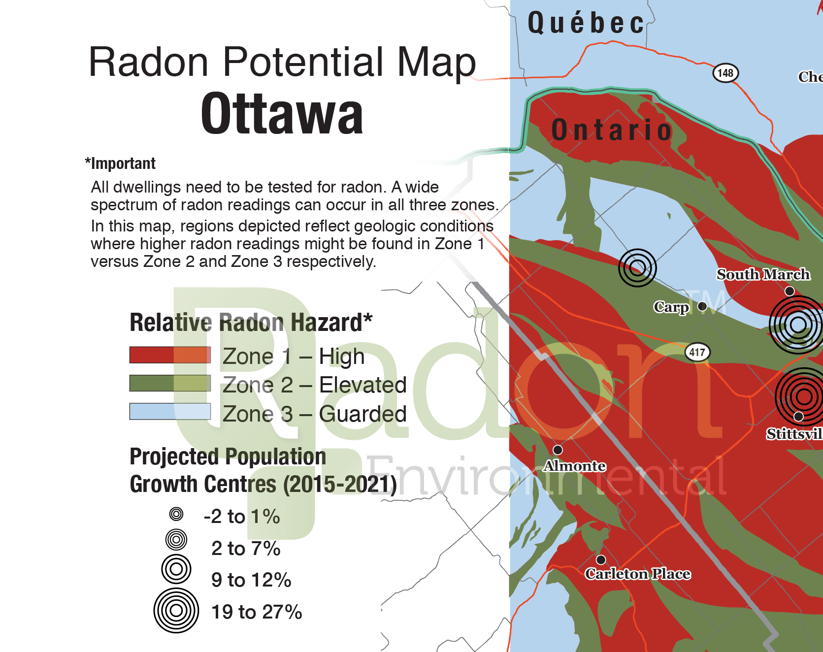 Radon Potential Map of Ottawa.