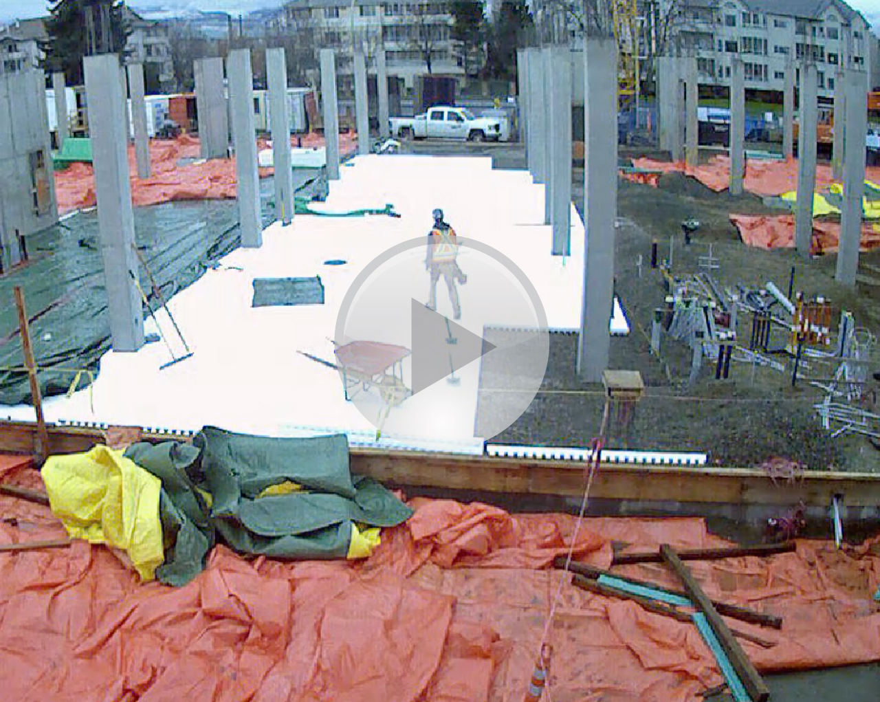 Installation of Radon Guard at the Okanagan College Trades Complex.