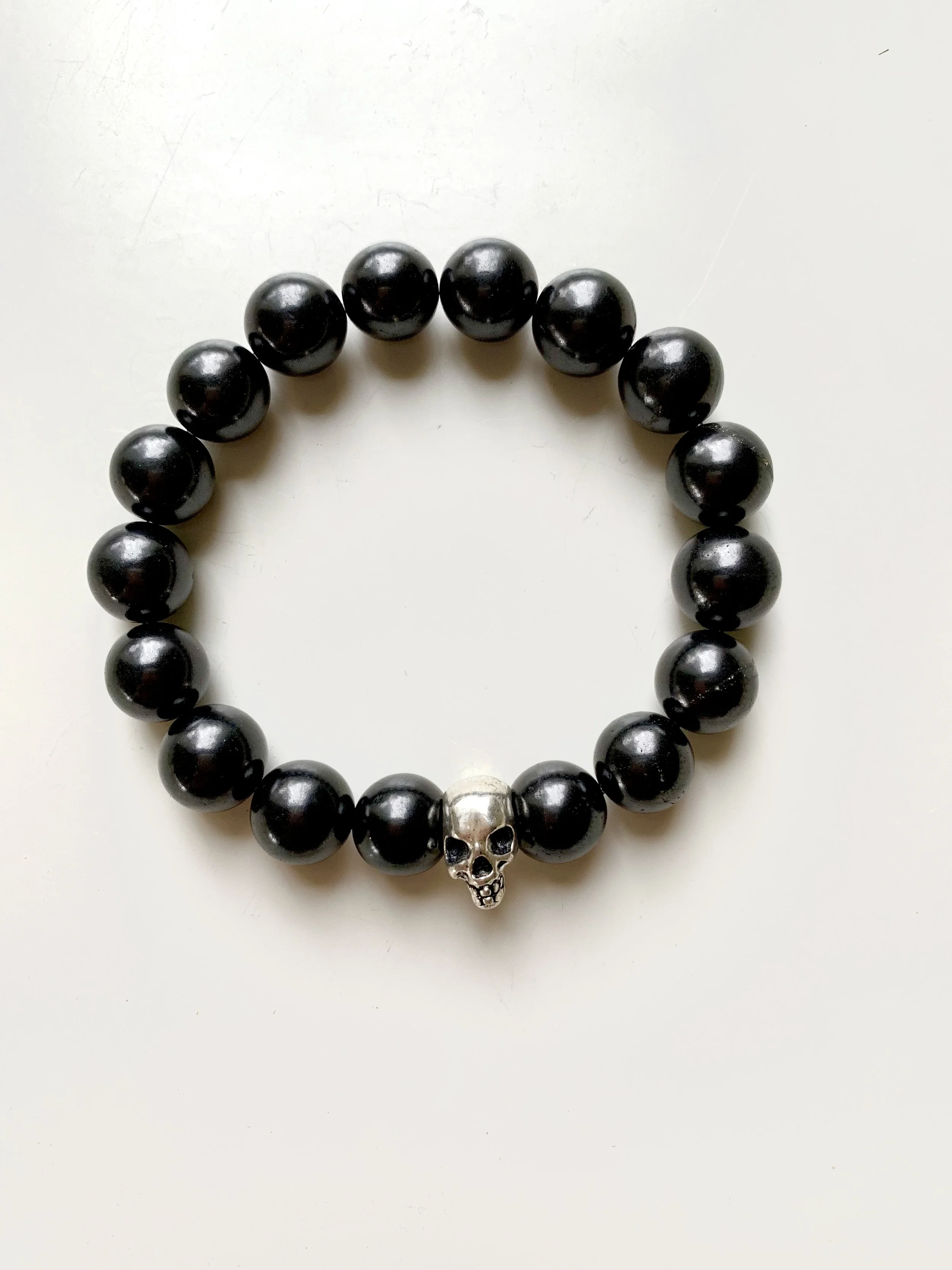 Shungite Skull Bracelet 8mm