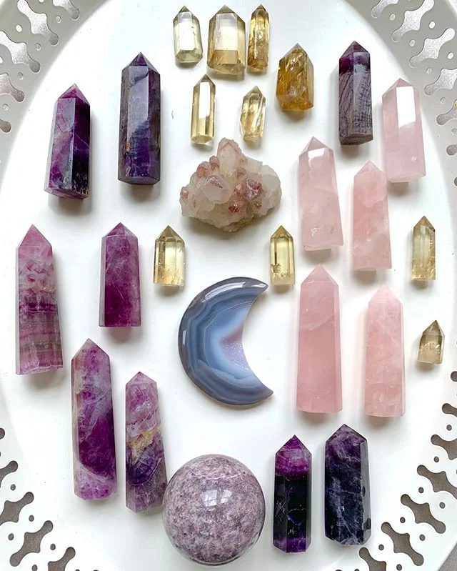 Got some new fluorite in! And more of the gorgeous lepidolite spheres 💕 and baby citrine towers! So happy with this new batch of goodies! Haven&rsquo;t finished unpacking the whole box yet, but I&rsquo;ll get it all sorted out soon. Have lots of stu