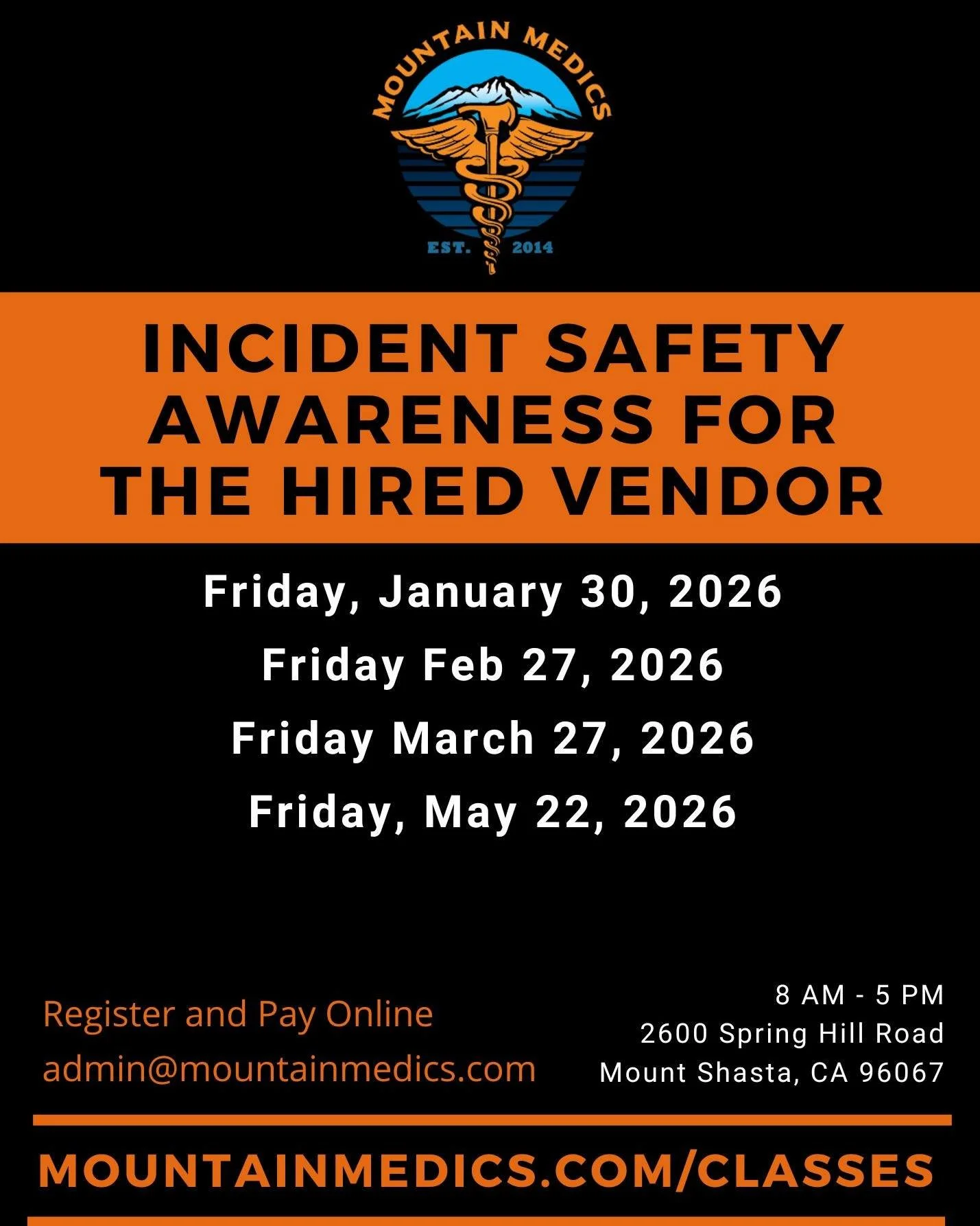 📢 February Class Update!

The Annual Incident Safety class for hired vendors has a new date:

📅 Feb 27 (previously Feb 28)

This training is required to work on the fireline in 2026.
Make sure you&rsquo;re registered and ready to attend!

#hiredven