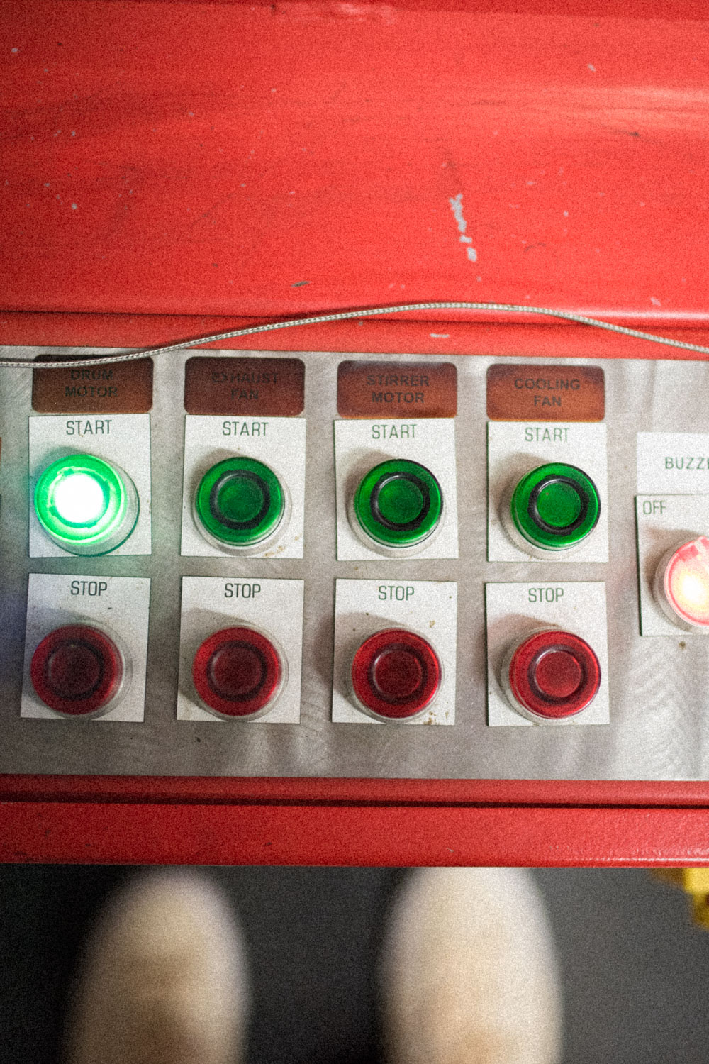 buttons on a coffee roaster