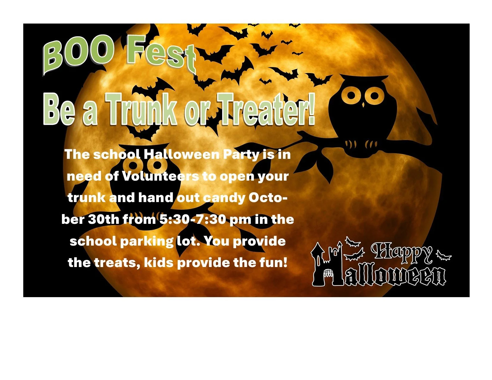BOO Fest -Be a Trunk or Treater!!