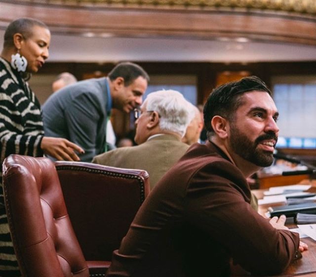 Stated Meetings: when the City Council as a full body meets to vote on important legislation and catch up on personal matters. Here I am earlier today, probably talking with @keithpowersnyc about district issues and my recent work trip to London. #ny