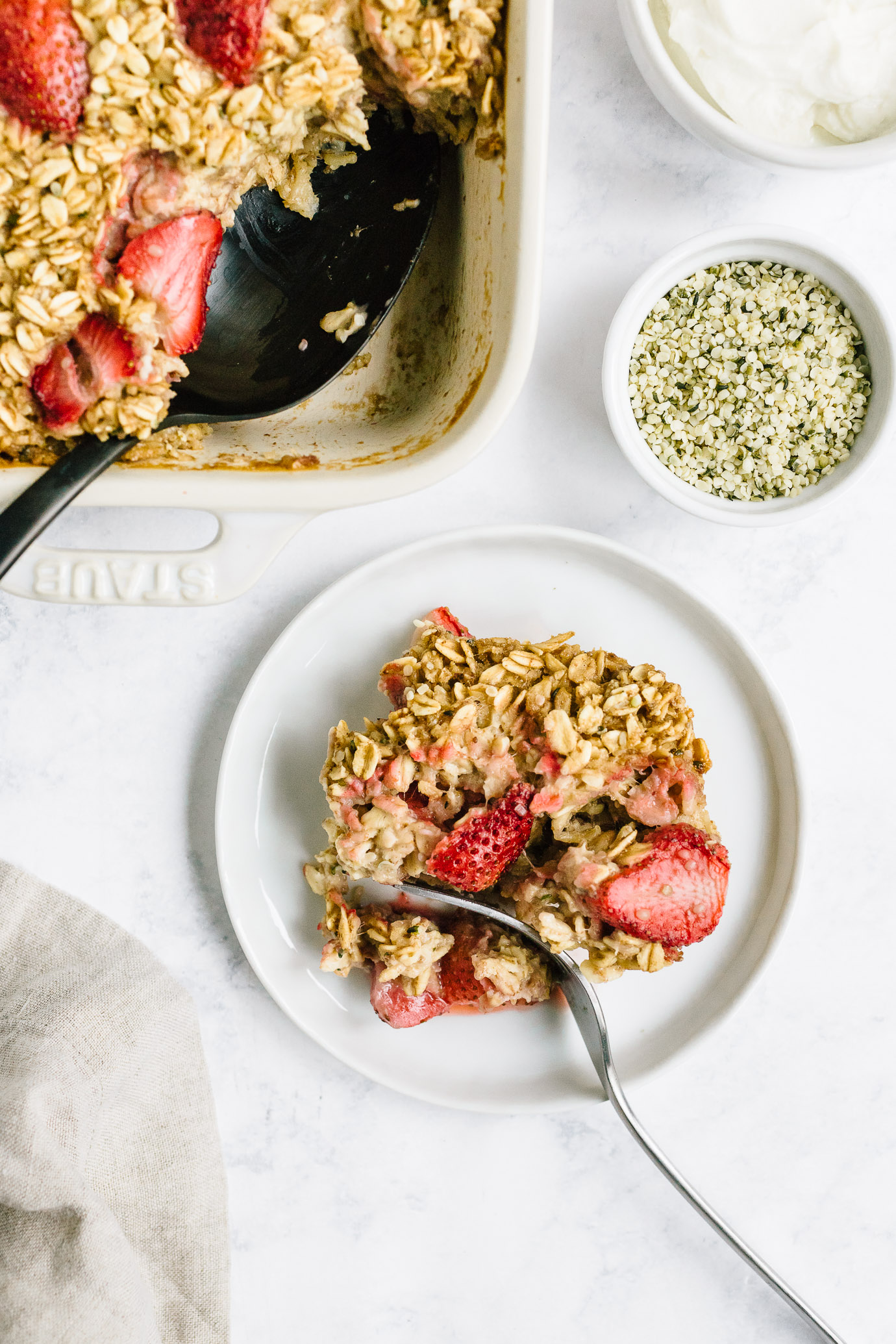 a plate of strawberry baked oatmeal 