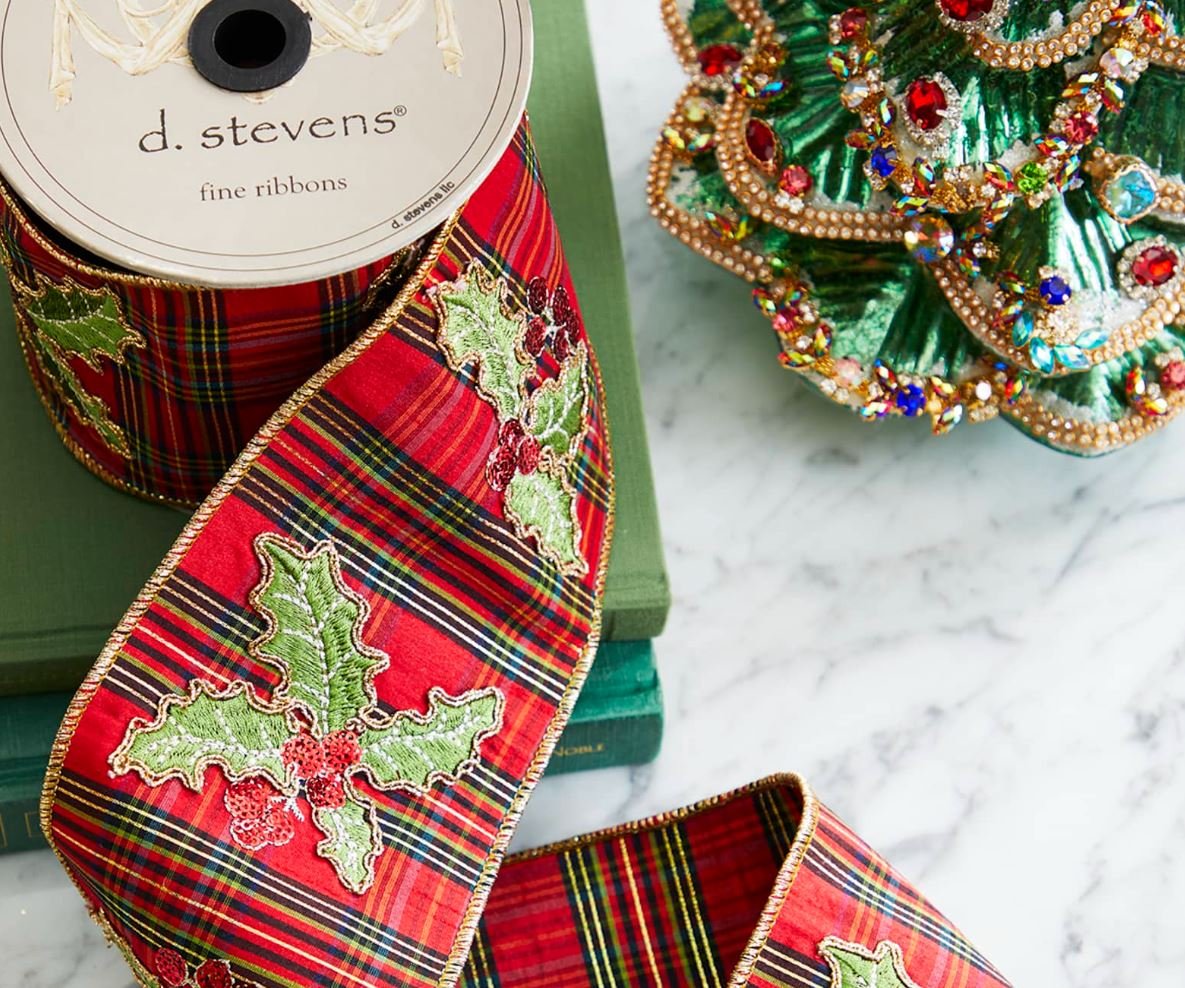 d stevens plaid holly embroidered ribbon.JPG