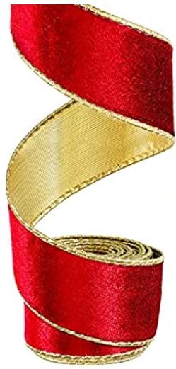 amazon red velvet ribbon with gold trim.JPG