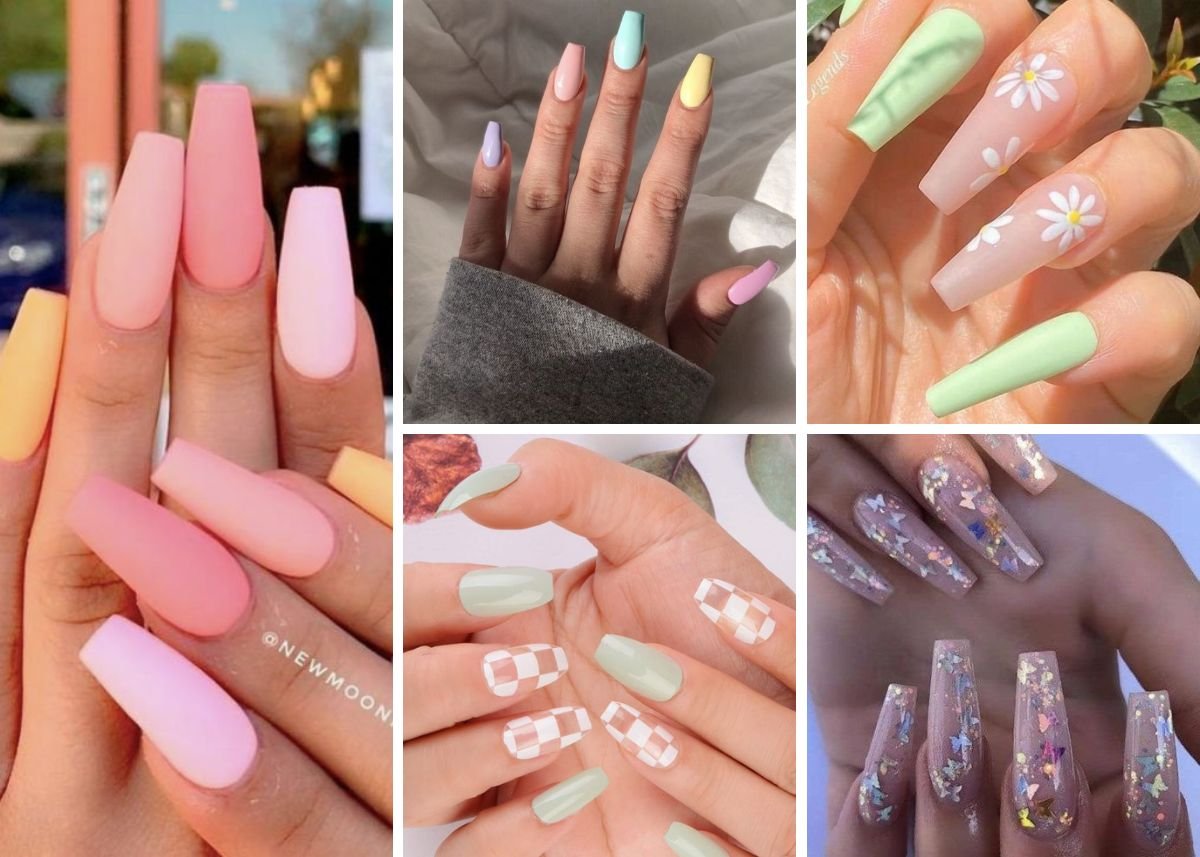 8. "2024 Spring Coffin Nails with Pastel Flowers" - wide 1