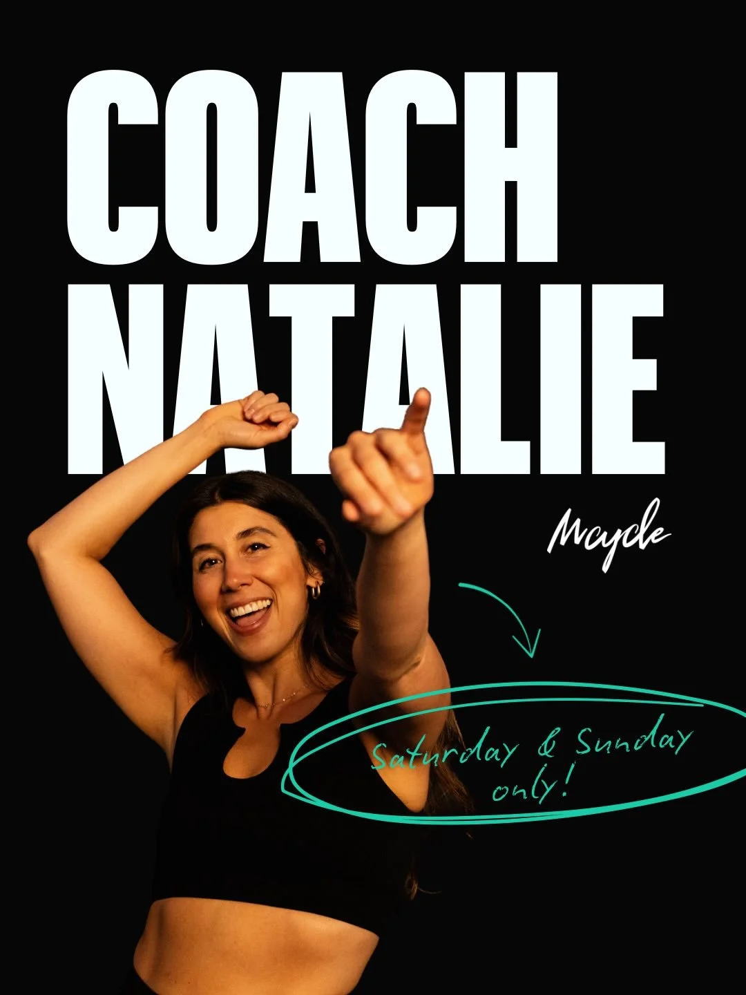 For one weekend only, Coach Natalie is back and taking over the schedule!

Ride with Natalie:
&bull; Saturday at 8am 
&bull; Sunday at 9:15am! 

If you know, you know. If you don&rsquo;t - this is your chance ⚡️
Classes are almost sold out! Secure yo