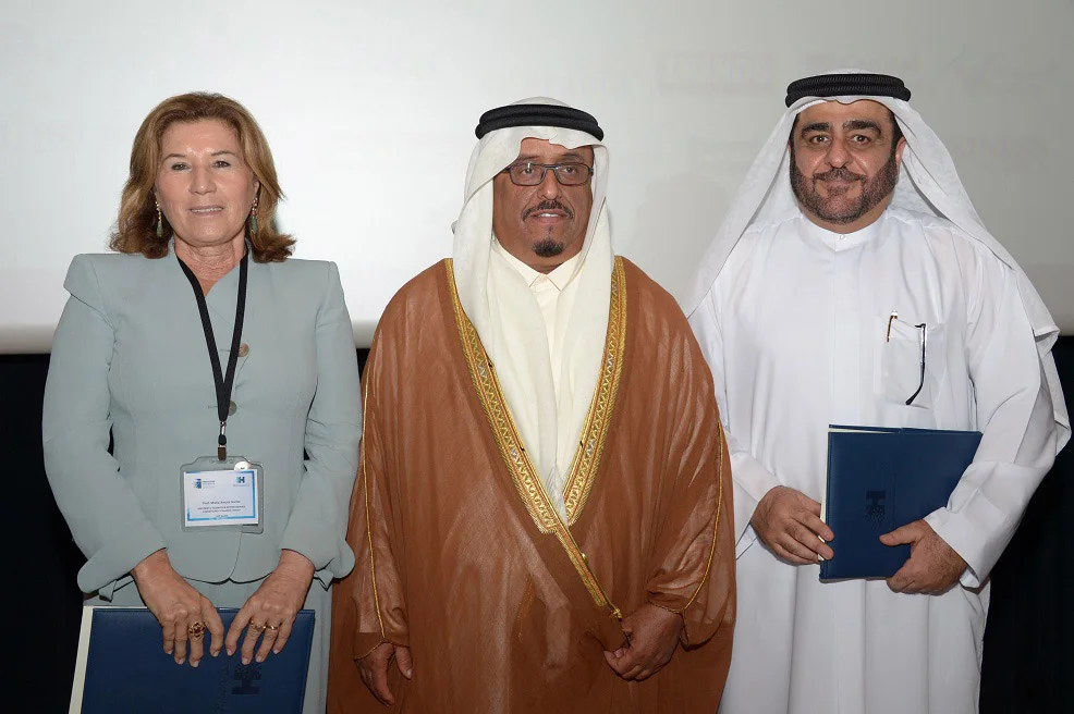 Professor Maria Amata Garito, Rector of Universita Telematica Internazionale (UNINETTUNO), an Italian university, and Consultant for the Minister of Higher Education for creativity and technology in Italy; H.E. Lieutenant General Dhahi Khalfan Tamim, Deputy Chairman of Police and General Security in Dubai and Chairman of the University’s Board of Governors and Dr. Mansoor Al Awar, Chancellor, HBMSU.