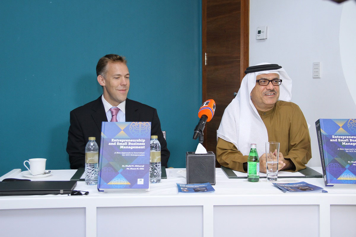 Mr. Shawn N. Olds and Dr. Khalid M. Al Khazraji during the launch of the new book ‘Entrepreneurship and Small Business Management: A New Approach to Innovation for GCC Entrepreneurs’.