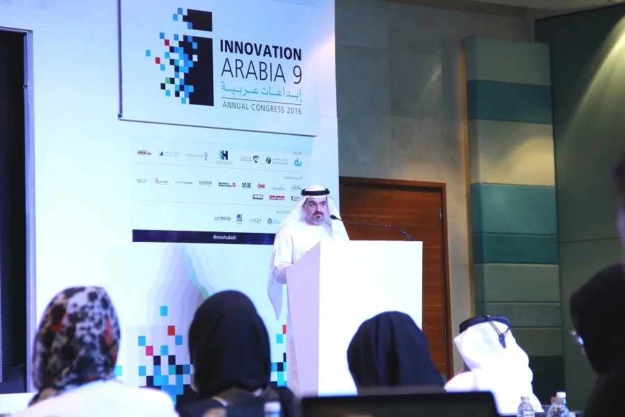 Abdulla Al Awar, CEO, Dubai Islamic Economy Development Centre (DIEDC) during his speech at Innovation Arabia 9.