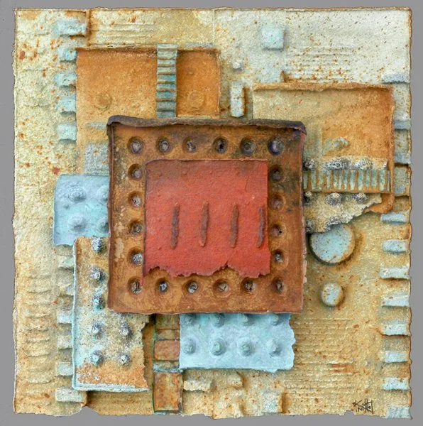   Sun Spirit #8970  | 24 X 24 X 3 | Handcast Paper Assemblage |  SOLD  