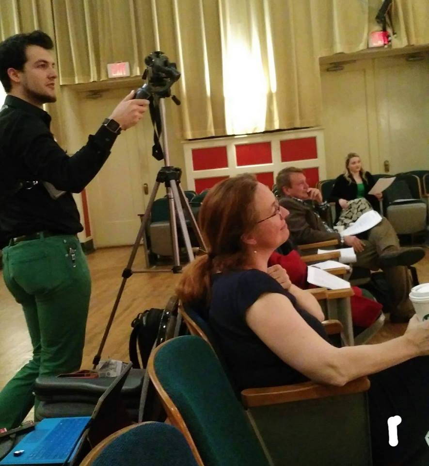 Director Jennifer Rose Davis spent the entire day with this smile because she was so happy with the quality of what she saw. James Mallon videos the auditions for posterity.