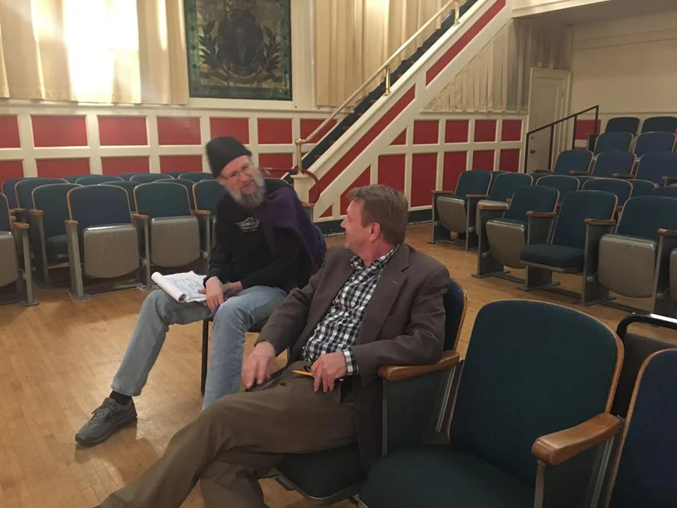 Garrison Martt and Joe Stephenson in discussion