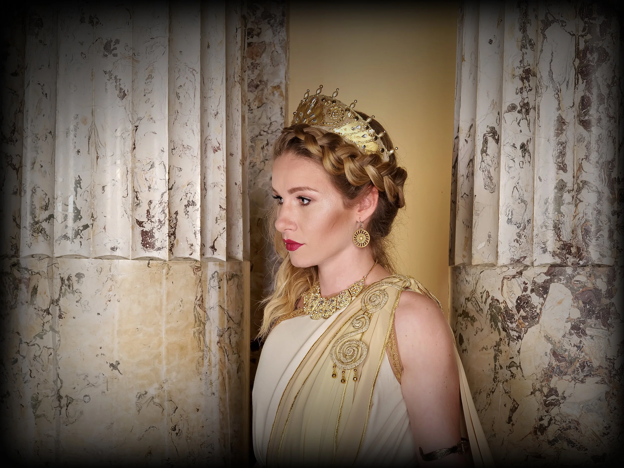 Calpurnia wandering the columned halls in her dreams and visions of danger.
