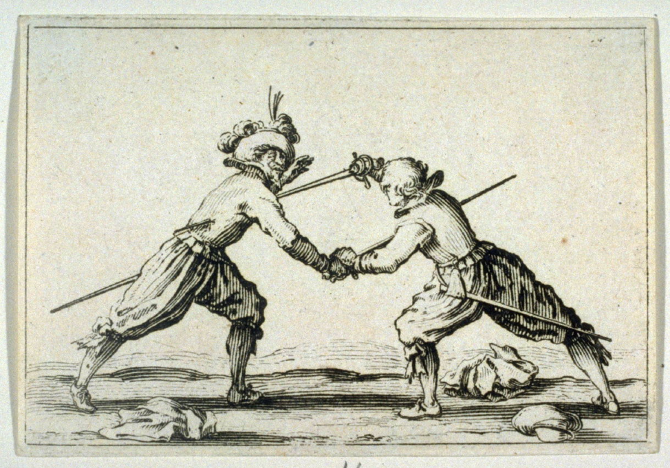 Le Duel a L'Epee, plate 26 from "Les Caprices" (1617) by Jaques Callot from The Fine Arts Museums of San Fransico.