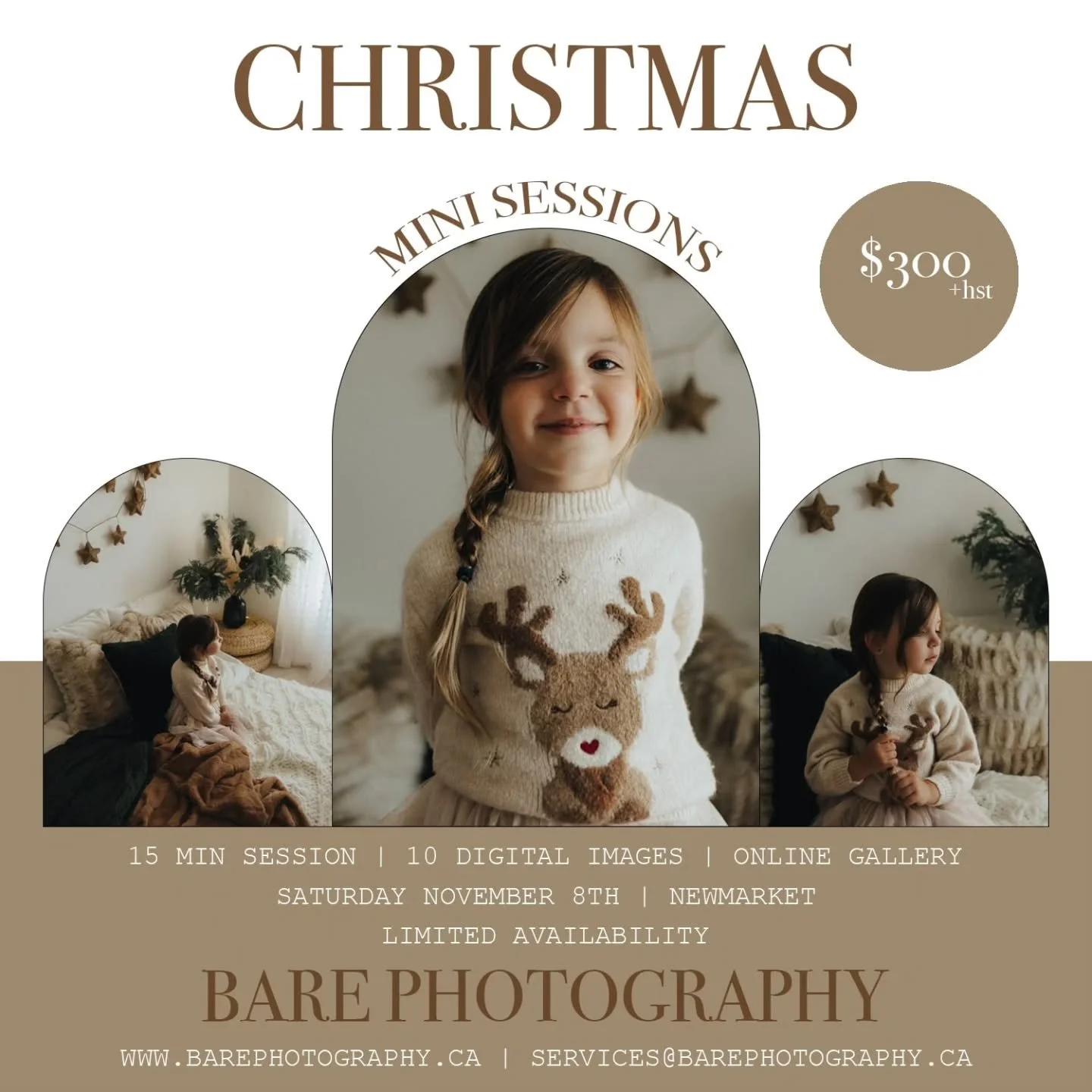 This year&rsquo;s Christmas Minis bring you a warm, cozy, and timeless holiday backdrop. With neutral tones, soft textures, twinkling stars, and natural greenery, these sessions are designed to capture the magic of the season.

Perfect for children, 