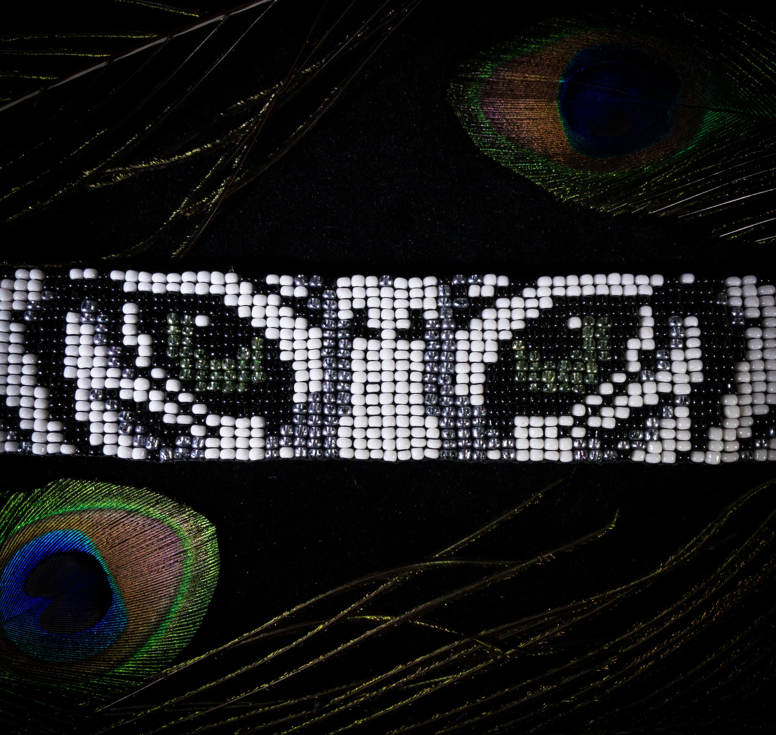 Eyes of the White Tiger Woven Beaded Bracelet