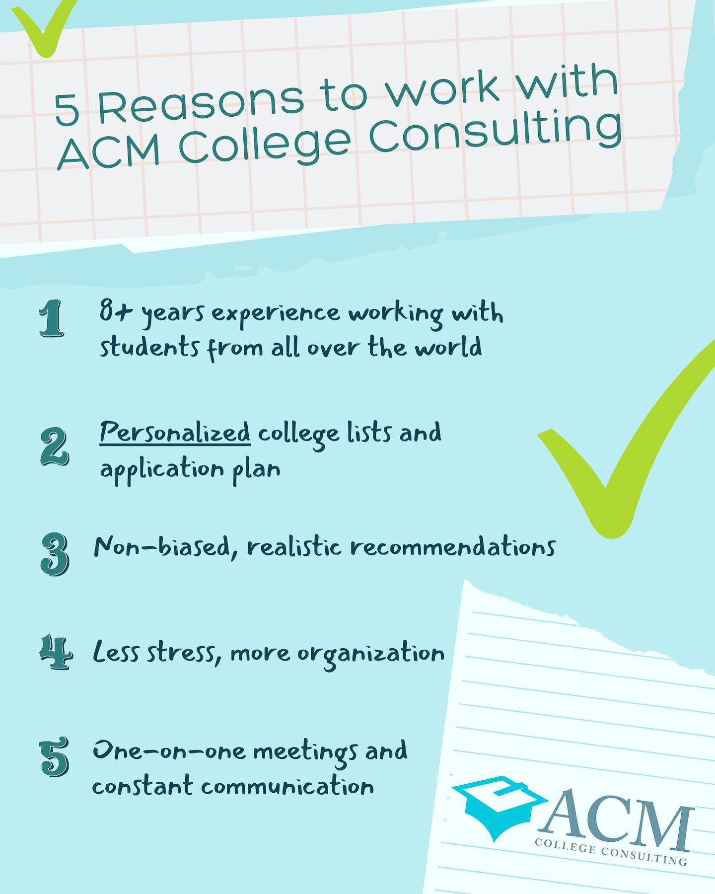 I spend a lot of time getting to know my students and personalizing the process. Each one has their own set of goals and I strive to help them reach those #collegeconsulting #collegecounseling #educationalconsulting #internationalcollege #collegesear