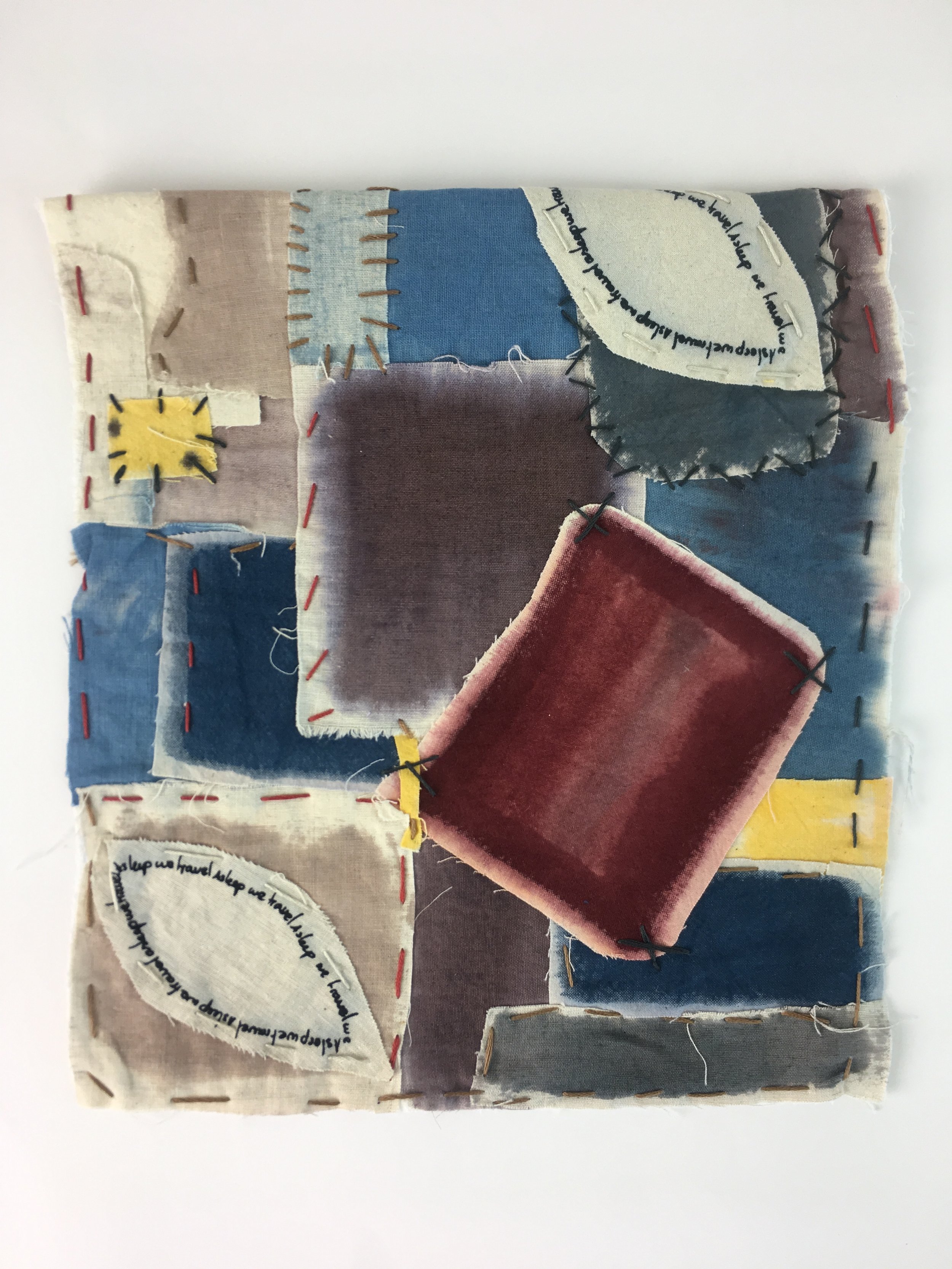  Hand painted, screen printed swatches with Texicole Reactive Dyes and patched together  