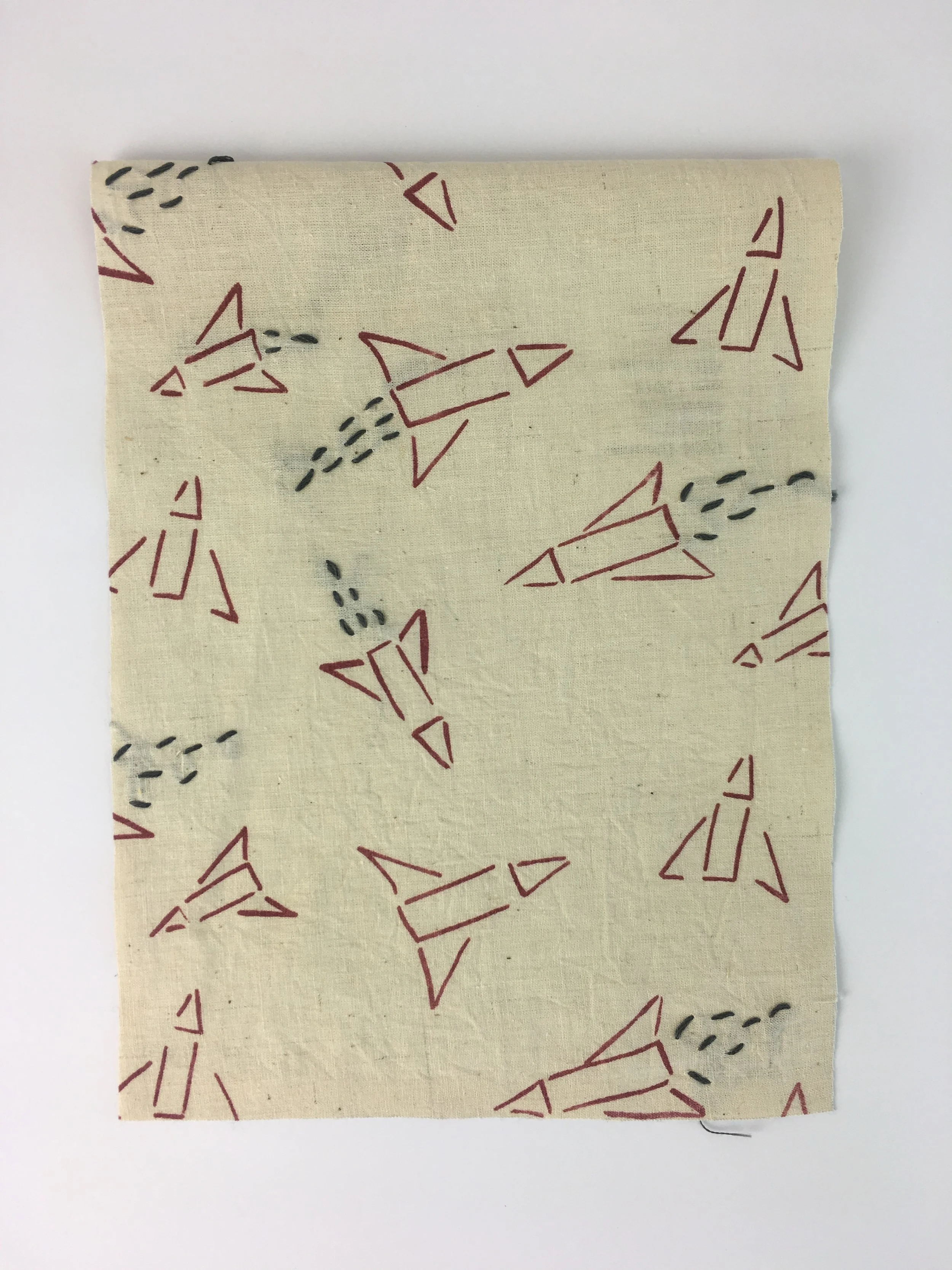  Screen printed with Texicole Reactive Dyes on Linen and embroidered // Half drop repeat  