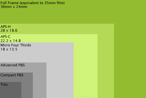 Various Sensor Sizes