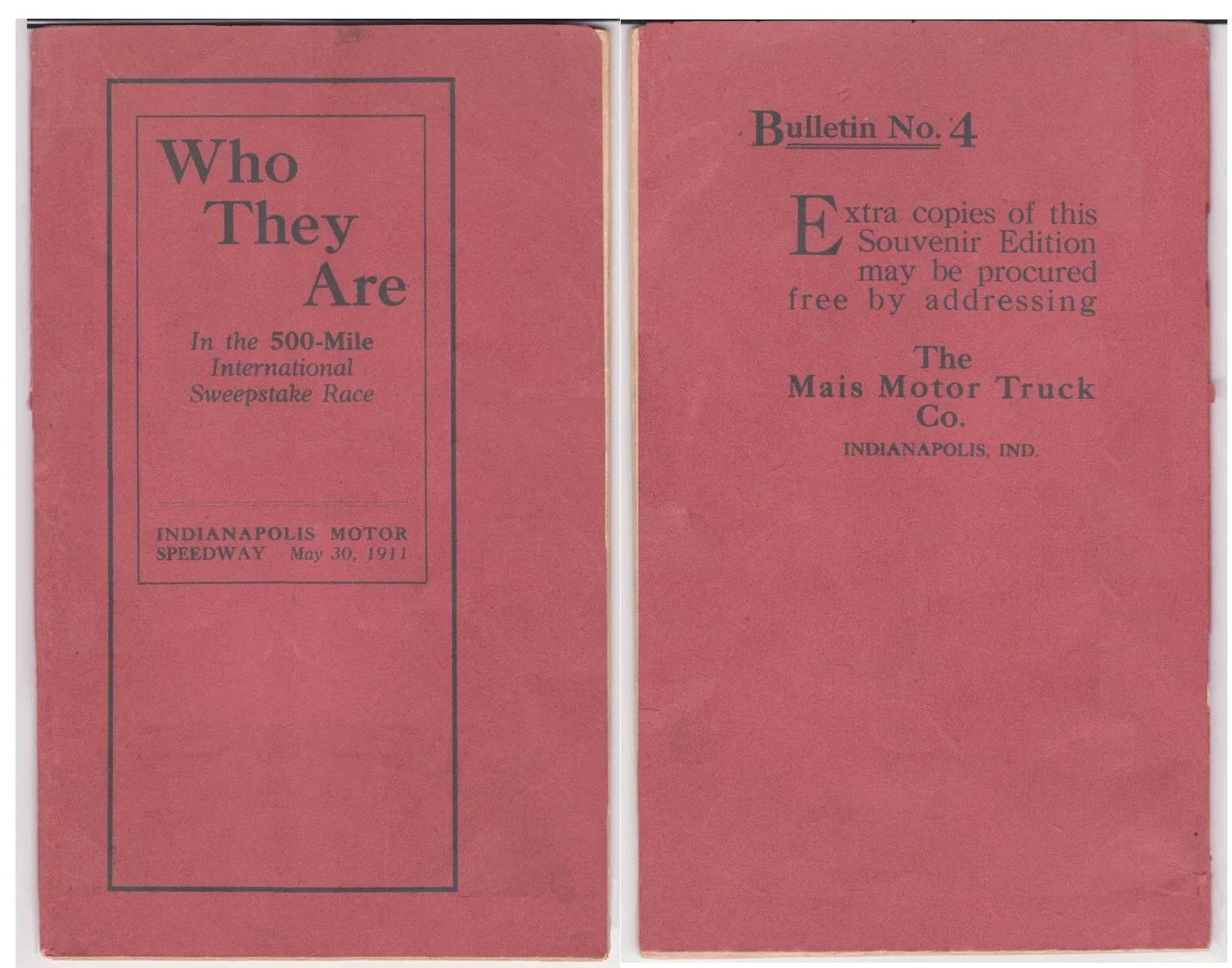 Note free extra copies could be procured by addressing the Mais Motor Truck Co. Indianapolis, Ind