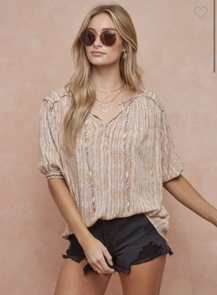 Printed Raglan Sleeve Top