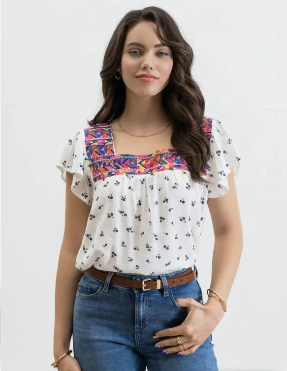 Geometric Embroidered Top