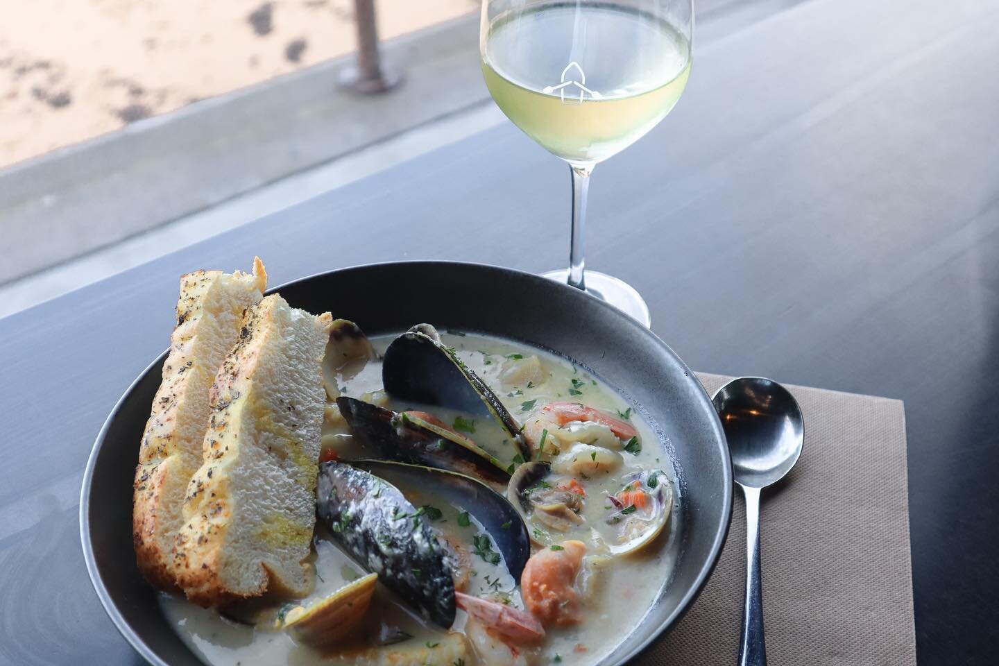 Watch the rain roll in over the water and stay warm with our house made and locally sourced seafood chowder.

Available for both lunch and dinner. Book a table via our website www.saltwaterphillipisland.com.au or come in to grab a table