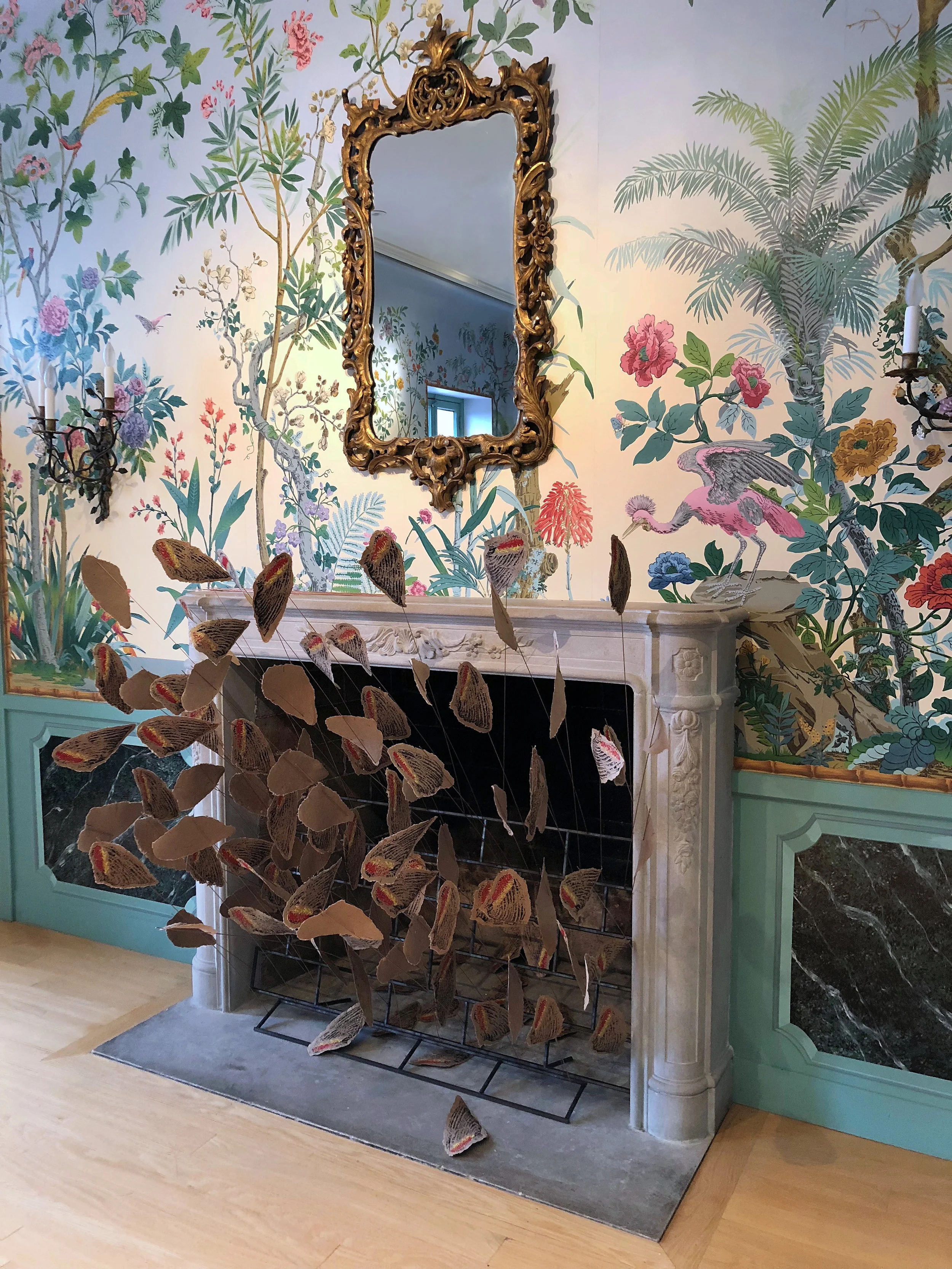 THE LIMITS OF PARADISE II, site-specific installation: laser-cut woodblock print on hand-cast paper, steel 54"h x 45"w x 30"d 2018