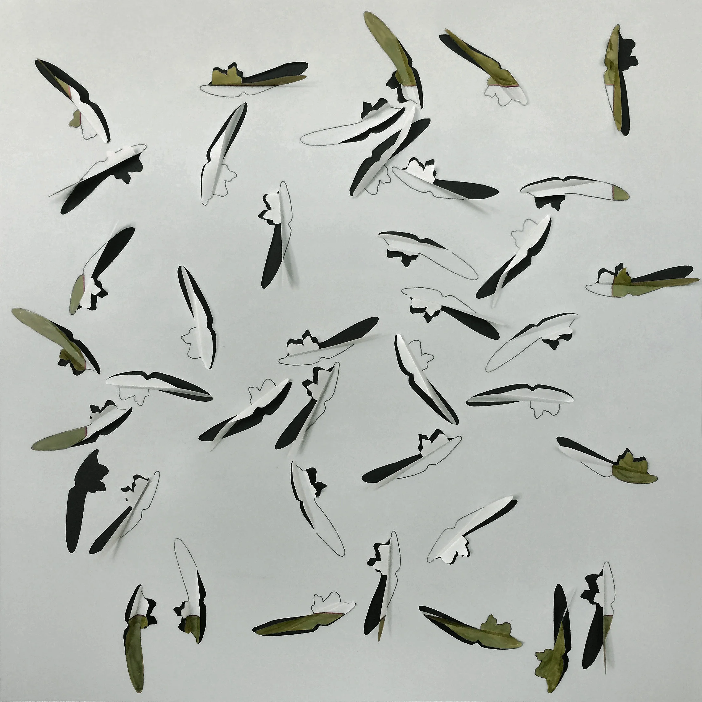 41 LEAFLETS sketch cut and folded vellum drawing 23” x 23” x 1” 2017