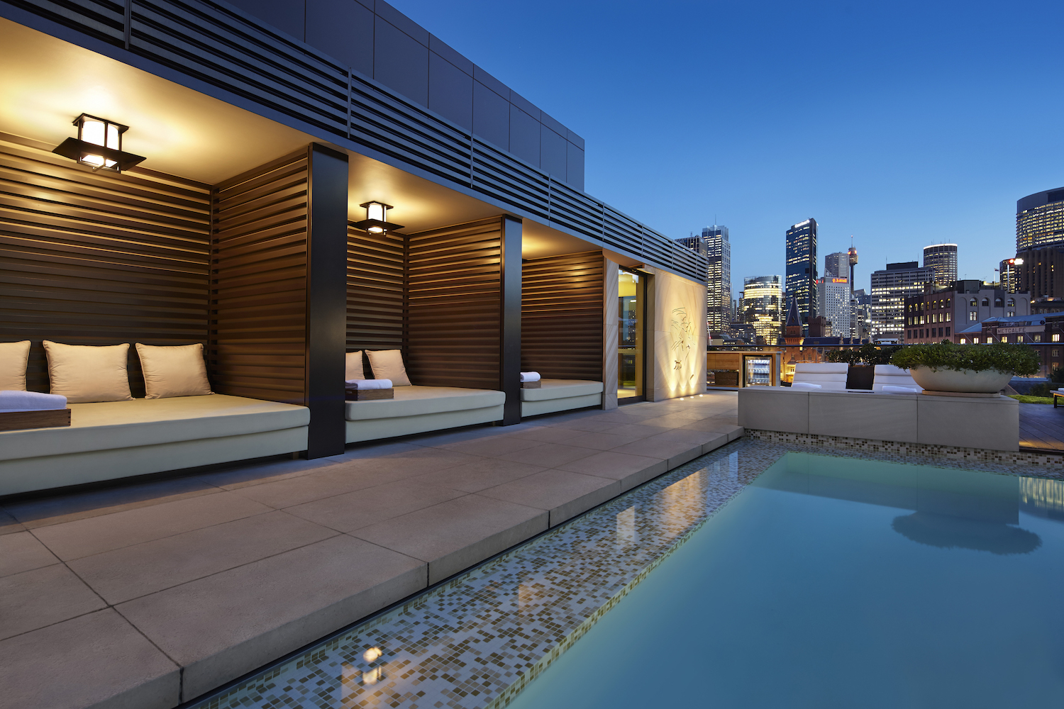 Outdoor Cabanas on rooftop pool at Park Hyatt Sydney Hotel