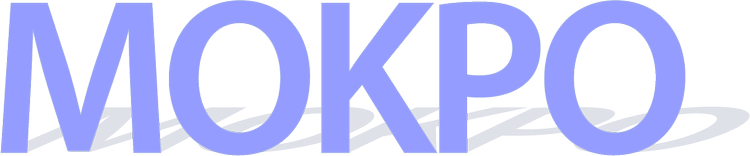 Large text spelling 'MOKPO' in blue with shadow effect.