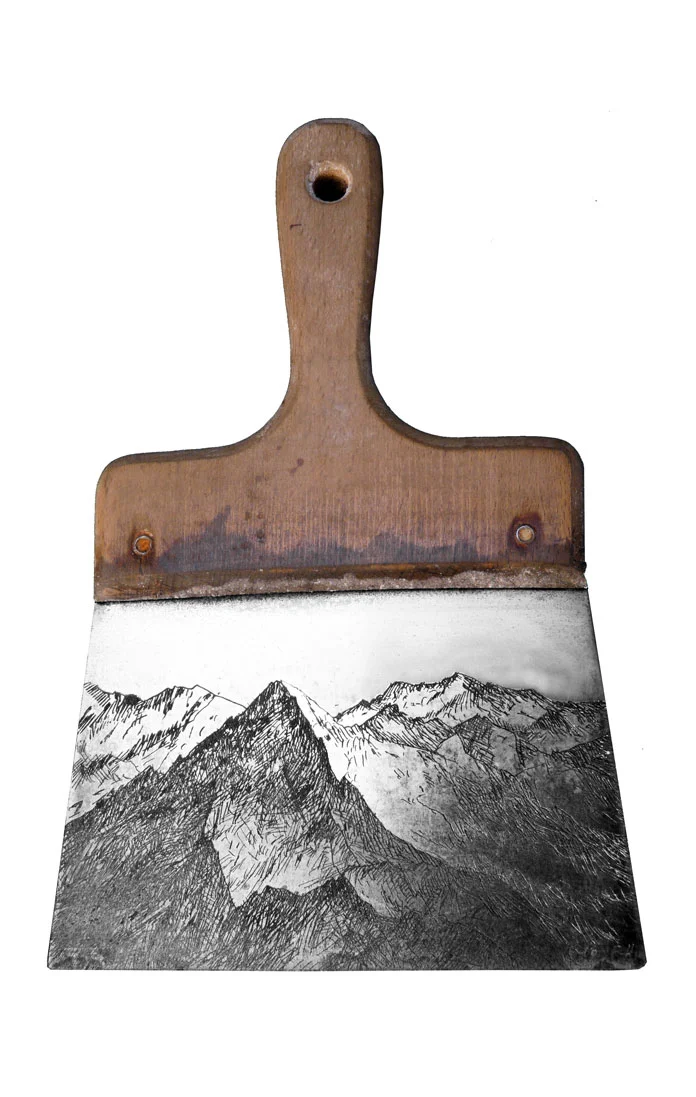 Spatule montagne - gravure sur objet