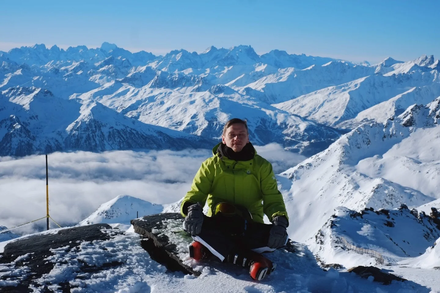 Me practicing at 10,000ft. Photo by me from the French Alps.
