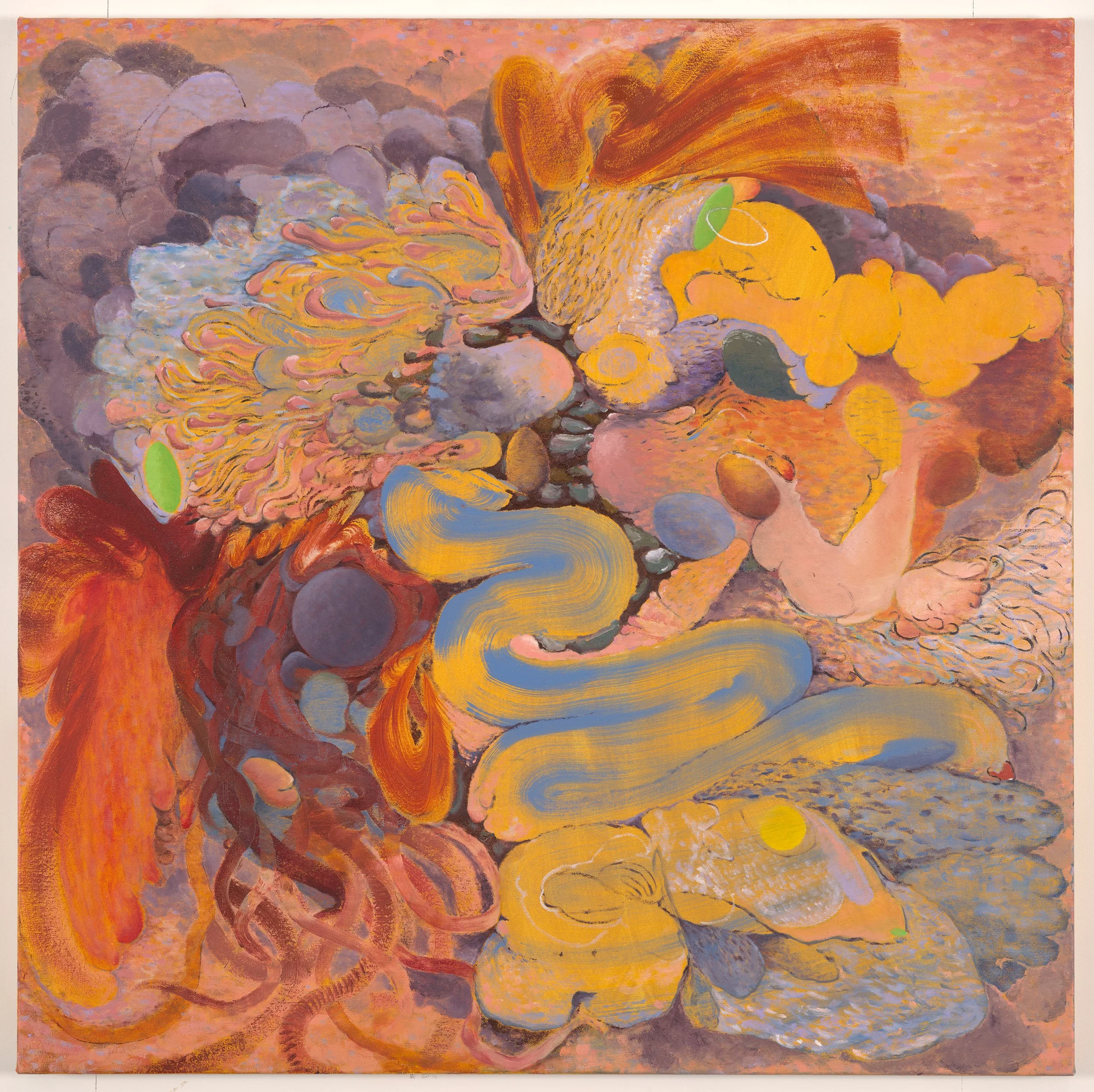  with spent mouths, 2023  oil on canvas  97 × 97 cm  photograph by Steven Best  private collection 