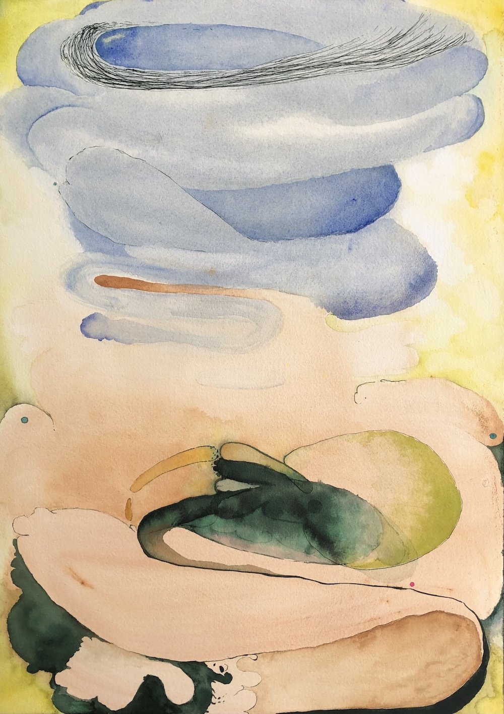 Untitled 32023, 2023  gouache and ink on paper  56 × 31 cm  private collection 