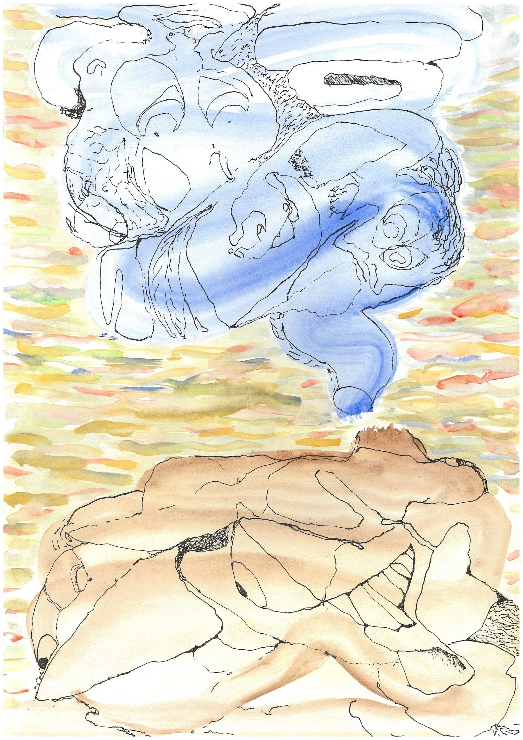  Untitled 12022, 2022  gouache and ink on paper  42 × 29.5 cm   