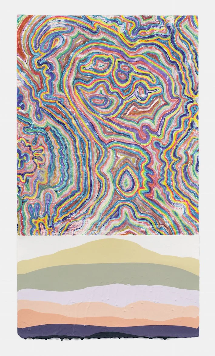  Untitled 12018, 2018  gouache monoprint and acrylic housepaint on paper  57 × 34 cm  photograph by David Paterson  private collection 