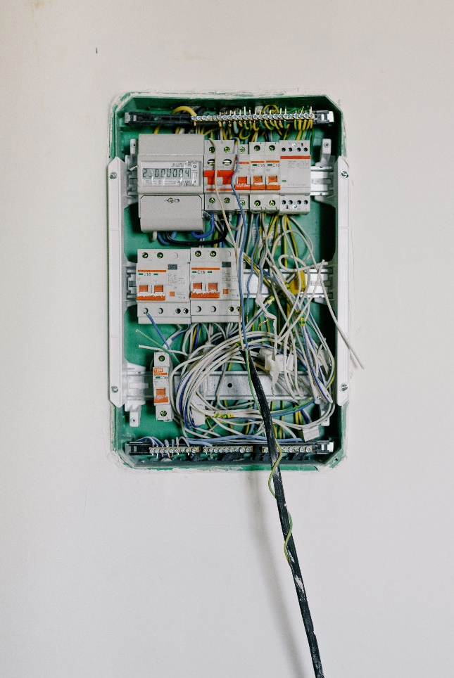 A switch box with exposed wiring