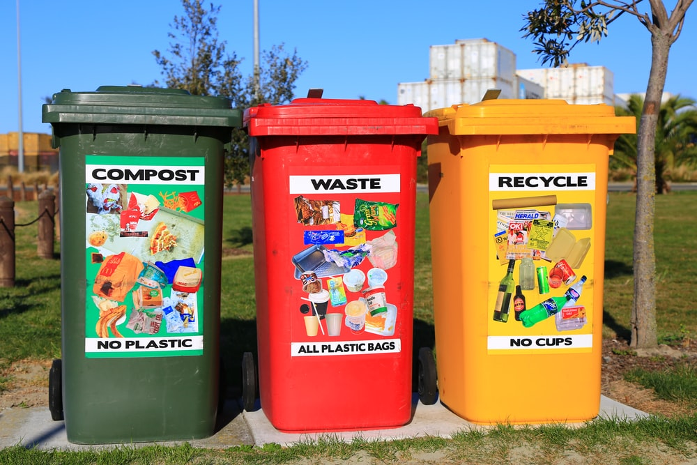 Color-coded waste management bins