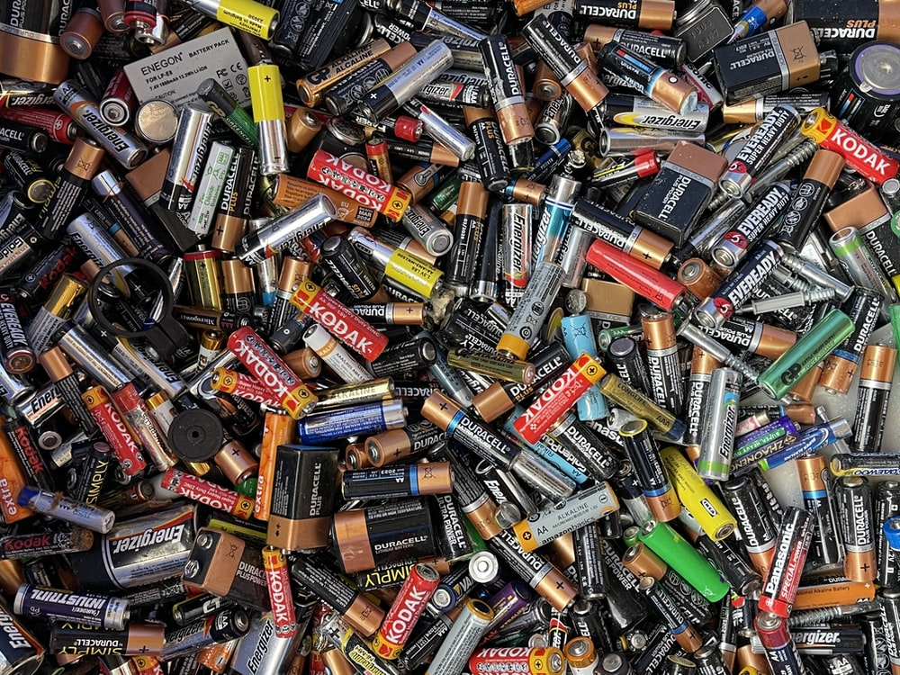 A pile of disposed batteries
