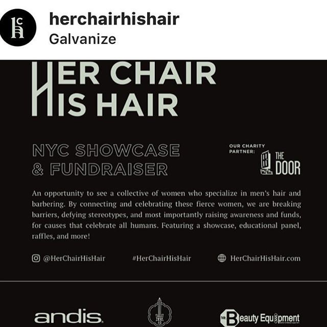 So freaking happy to be attending this event ❤️❤️❤️ NYC here I come ✂️🙌🏼✂️ Lady Barbers Stand up  #herchairhishair VIP and ready to go .... #Repost @herchairhishair with @get_repost
・・・
&bull;SAVE the DATE&bull;

We&rsquo;re baaaaaaaaack! And ready