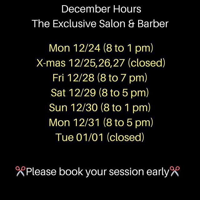 Holiday hours - please for the love of God Book Early 🤣🤣🤣 New Years is right after Xmas 🤙🏽 #barberlife#ladybarber#beautiful_barbers#barbersalute#greenvillescbarbers#groomingspecialist#keepitcutthroat#getcut#faded#hardpart#fresh#menscut#razor#yea