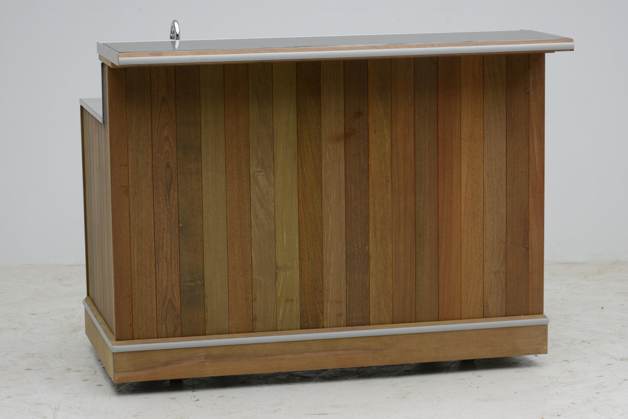 58” Bar with 30” Ice Well with Double Speed Rail and Refrigerator front of bar